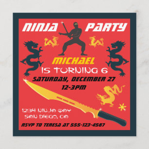 Ninja Birthday Party Invitations Kaart