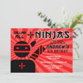 Ninja Birthday Party Kaart (Staand voorkant)