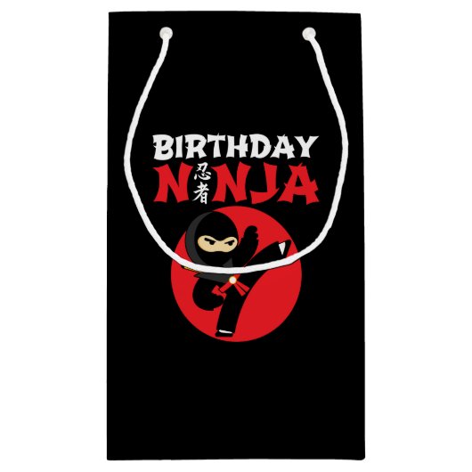 Ninja Birthday Party Theme - Birthday Ninja Design Klein Cadeauzakje (Achterkant)