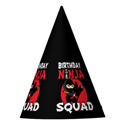 Ninja Birthday Party Theme - Birthday Ninja Squad Feesthoedjes (Voorkant)