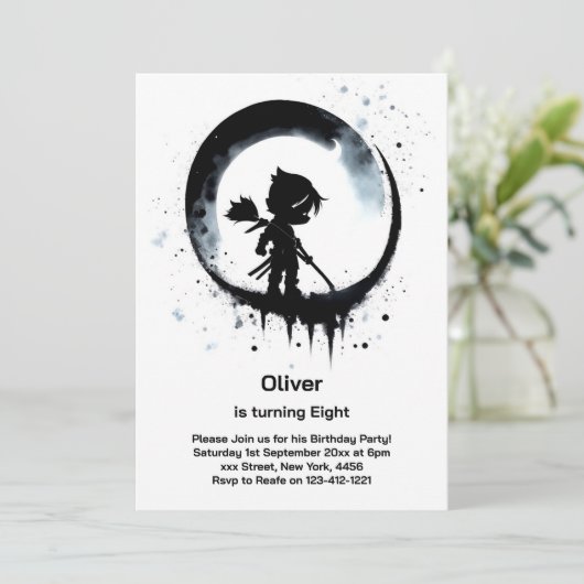 Ninja Birthday Uitnodiging (Staand voorkant)