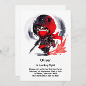 Ninja Birthday Uitnodiging (Voorkant / Achterkant)