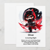 Ninja Birthday Uitnodiging (Voorkant / Achterkant)