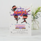 Ninja Birthday Uitnodiging (Staand voorkant)
