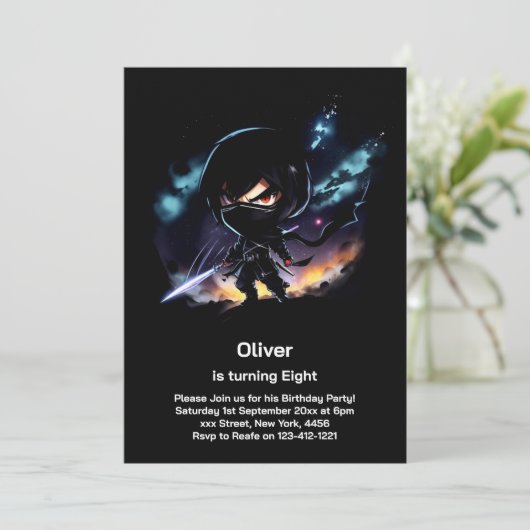 Ninja Birthday Uitnodiging (Staand voorkant)