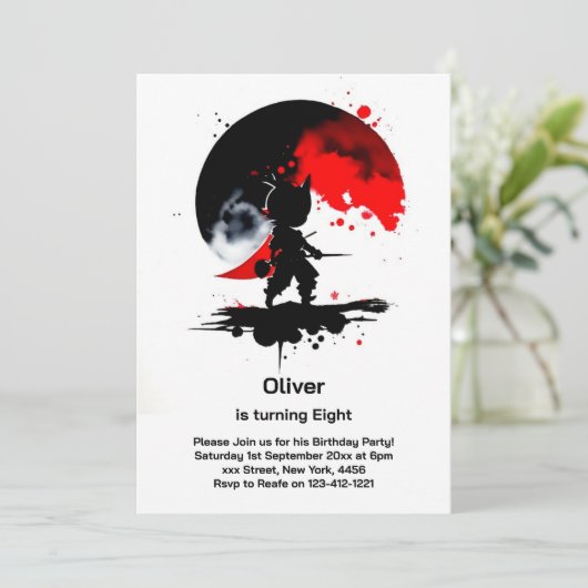 Ninja Birthday Uitnodiging (Staand voorkant)