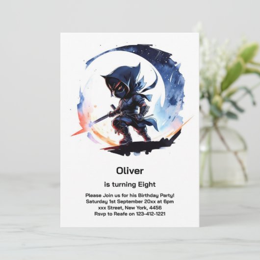 Ninja Birthday Uitnodiging (Staand voorkant)