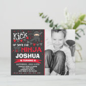 Ninja Birthday Uitnodiging Karate Birthday Party (Staand voorkant)