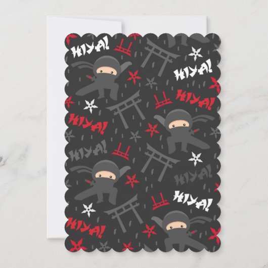 Ninja Birthday Uitnodiging Karate Birthday Party (Achterkant)