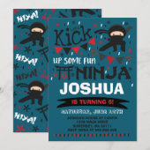 Ninja Birthday Uitnodiging Karate Birthday Party (Voorkant / Achterkant)