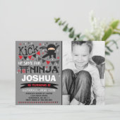 Ninja Birthday Uitnodiging Karate Birthday Party (Staand voorkant)