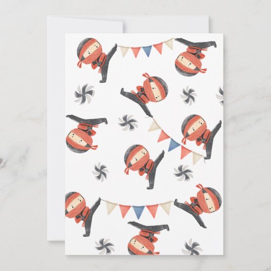 Ninja Birthday Uitnodiging | Uitnodiging van de pa (Achterkant)
