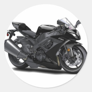Ninja Black Bike Ronde Sticker
