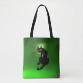 NINJA BLACK CAT Emerald Green Tote Bag (Voorkant)