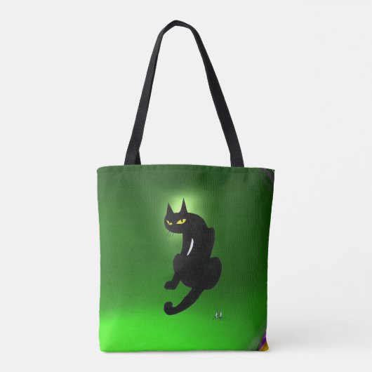 NINJA BLACK CAT Emerald Green Tote Bag (Achterkant)
