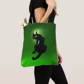 NINJA BLACK CAT Emerald Green Tote Bag (Dichtbij)