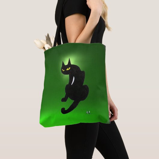NINJA BLACK CAT Emerald Green Tote Bag (Dichtbij)