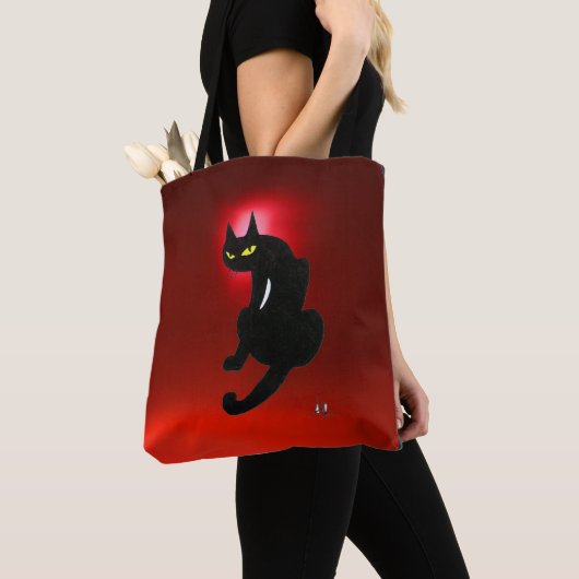 NINJA BLACK CAT Red Tote Bag (Dichtbij)