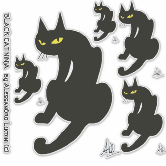 NINJA BLACK CAT STICKER (Voorkant)
