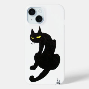 NINJA BLACK CAT White iPhone 15 Case