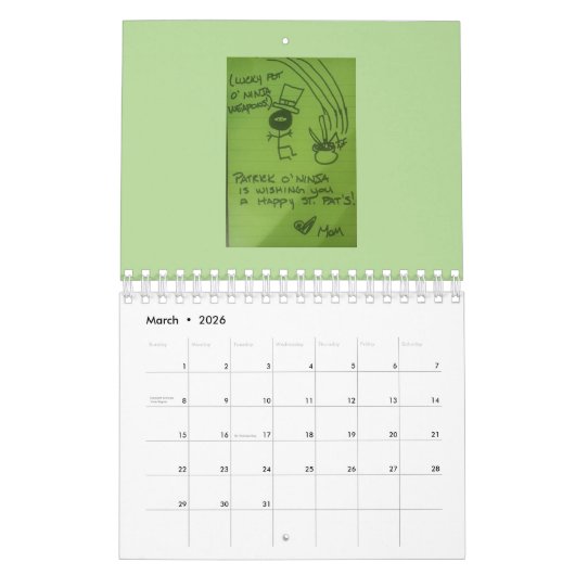 Ninja Bob Lunch Box Note 12 Month Calendar Kalender (Mar 2026)