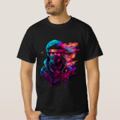 ninja Bold 80's Retro Synthwave Graphic T-shirt (Voorkant)