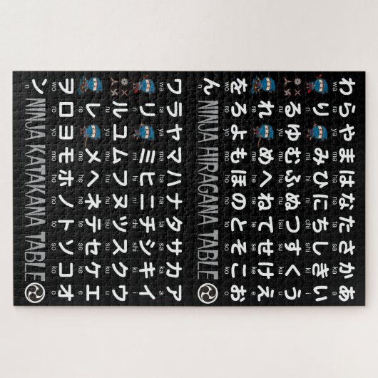 Ninja Boy Japanese Hiragana & Katakana Table Legpuzzel (Horizontaal)