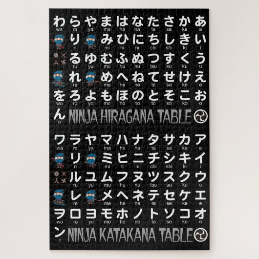 Ninja Boy Japanese Hiragana & Katakana Table Legpuzzel (Verticaal)