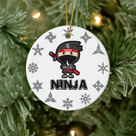 Ninja Boy Keramisch Ornament (Boom)