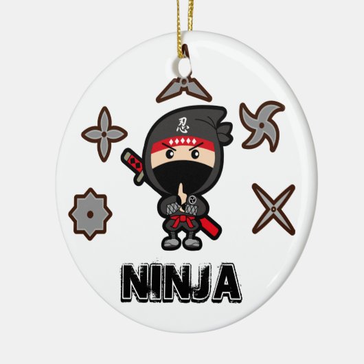 Ninja Boy Keramisch Ornament (Links)