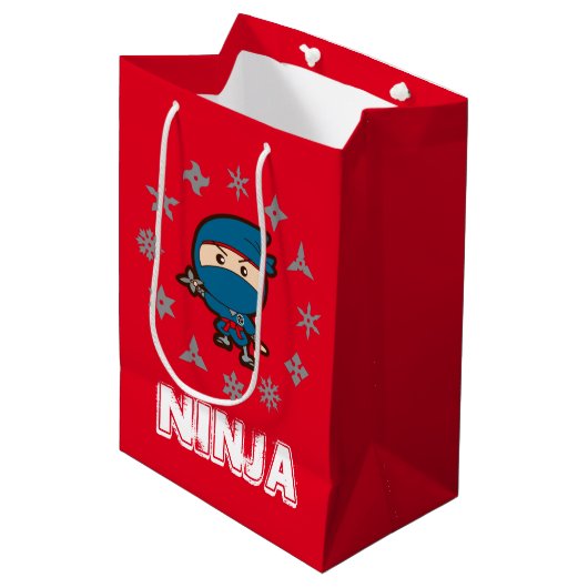 Ninja Boy Kerstmis Medium Cadeauzakje (Voorkant Gekanteld)
