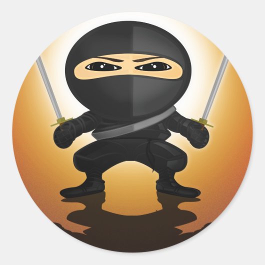 Ninja Boy Ronde Sticker (Voorkant)