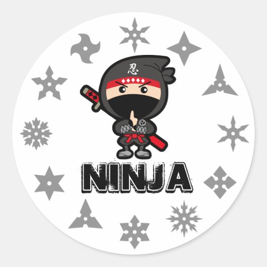 Ninja Boy Ronde Sticker (Voorkant)