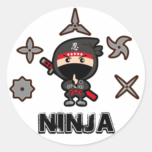 Ninja Boy Ronde Sticker (Voorkant)