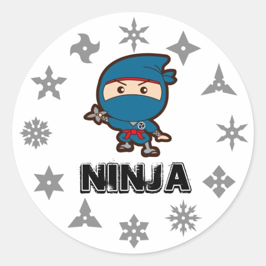 Ninja Boy Ronde Sticker (Voorkant)