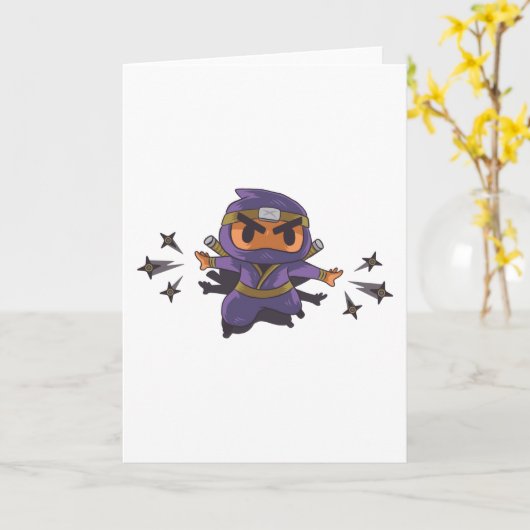 Ninja boy, schattige ninja kaart (Gele Bloem)