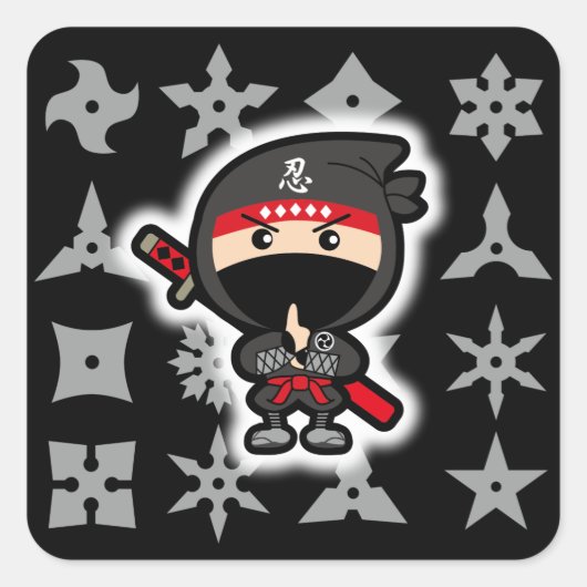 Ninja Boy Vierkante Sticker (Voorkant)
