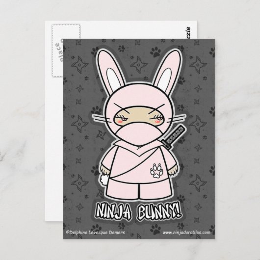 Ninja Bunny. Briefkaart (Voorkant / Achterkant)