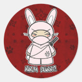 Ninja Bunny. In rode Sticker (Voorkant)