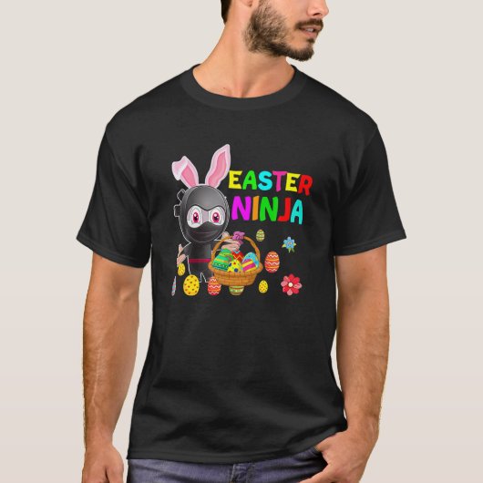 Ninja Bunny Rabbit Egg Cute Easter Day Boys Kids T T-shirt (Voorkant)