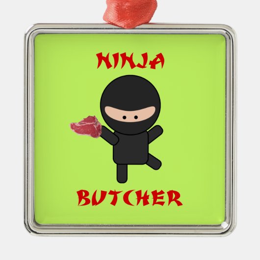 Ninja Butcher met vlees Metalen Ornament (Voorkant)