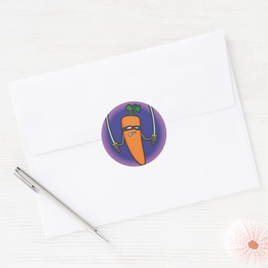 Ninja Carrot Ronde Sticker (Envelop)