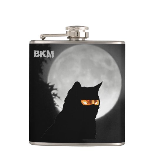 Ninja Cat bij Moonrise Heupfles (Voorkant)