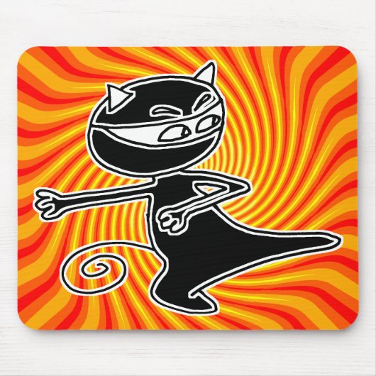 Ninja Cat Firekick Mousepad Muismat (Voorkant)
