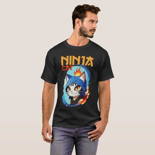 Ninja Cat Hero Poster T-shirt (Voorkant volledig)