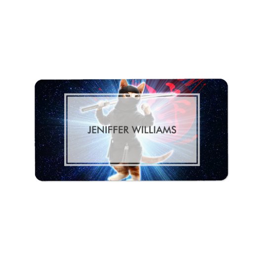 Ninja Cat in de ruimte. Etiket (Voorkant)