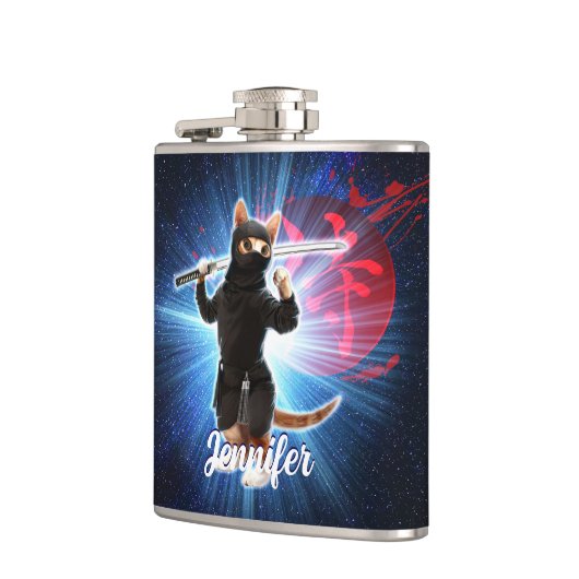 Ninja Cat in de ruimte. Heupfles (Links)