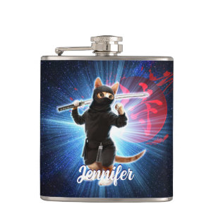 Ninja Cat in de ruimte. Heupfles