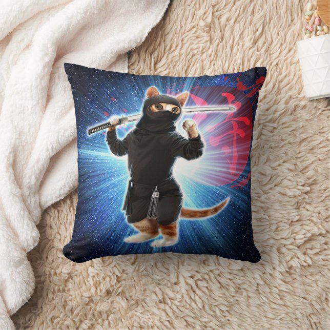 Ninja Cat in de ruimte. Kussen (Deken)