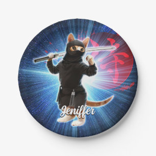 Ninja Cat in de ruimte. Papieren Bordje